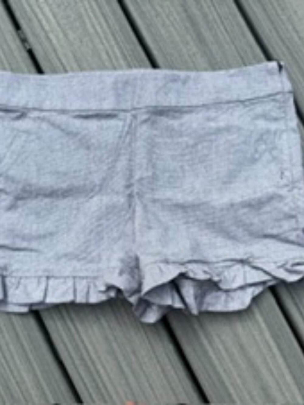 LOFT Gray Micro-Check Ruffle Hem Shorts Size 4